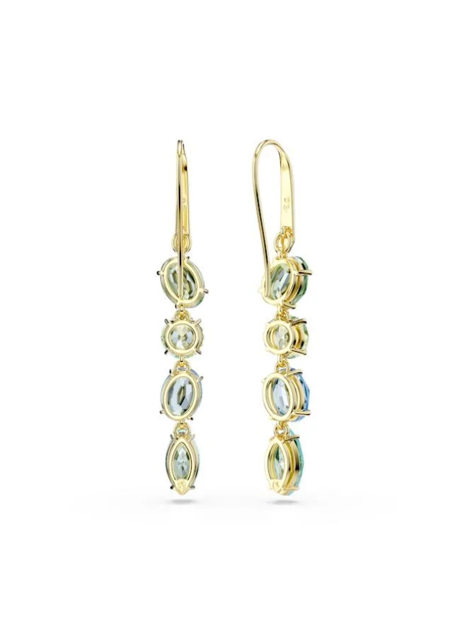 SWAROVSKI Gema Black & Green Gold Tone Plated Stud Earrings